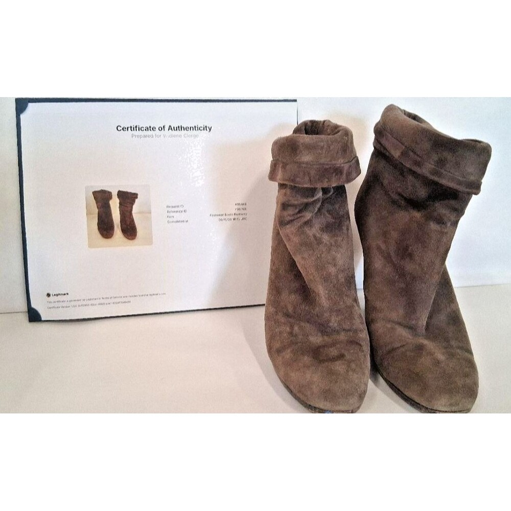 Burberry Taupe Suede Slouchy Cone Heel Ankle Boots EU 39 US 9  COA